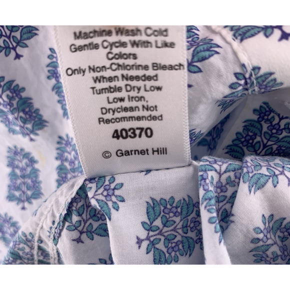 GARNET HILL Blouse Blue Floral Tree Button Up 6 - Picture 8 of 9